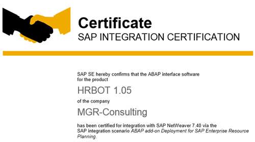 MGR-CONSULTING COMPANY CERTIFIED WITH SAP LABS ITS HR-BOT - APP